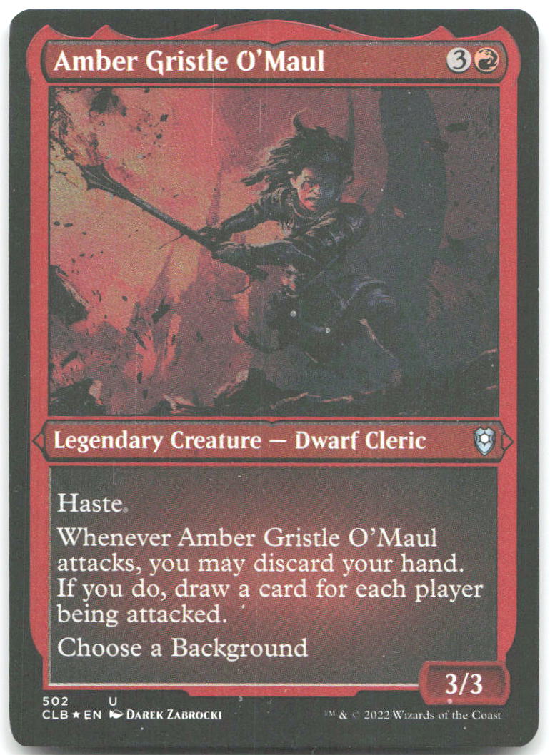 Amber Gristle O'Maul Etched Foil Commander Legends Battle for Baldur's Gate 502