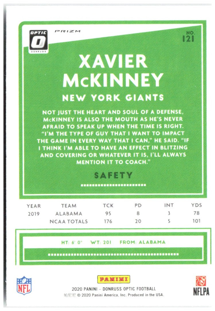 Xavier McKinney Donruss Optic - Holo 121 2020 New York Giants
