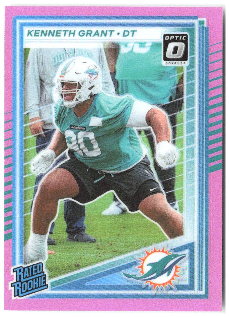 Kenneth Grant Donruss - Optic Rated Rookies Preview Pink 370 2025 Miami Dolphins