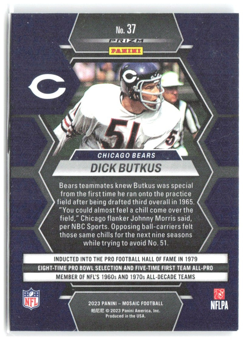 Dick Butkus Panini Mosaic - Silver 37 2023 Chicago Bears