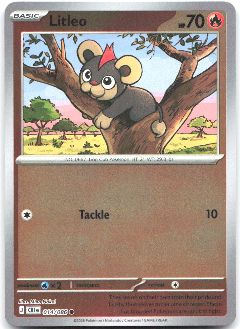 Litleo Reverse Holo Common ME04 Chaos Rising 014/086 NM Mina Nakai