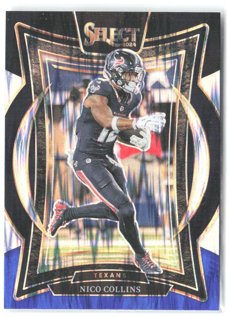 Nico Collins Panini Select - Black & Blue Prizm Shock 86 2024 Houston Texans