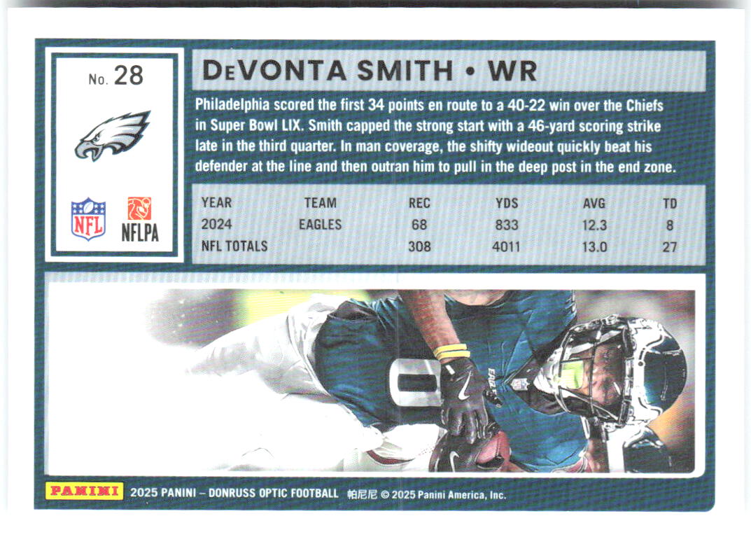 DeVonta Smith Donruss Optic 28 2025 Philadelphia Eagles