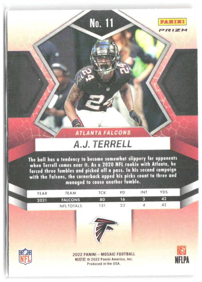 A.J. Terrell Panini Mosaic - Mosaic Reactive Orange 11 2022 Atlanta Falcons