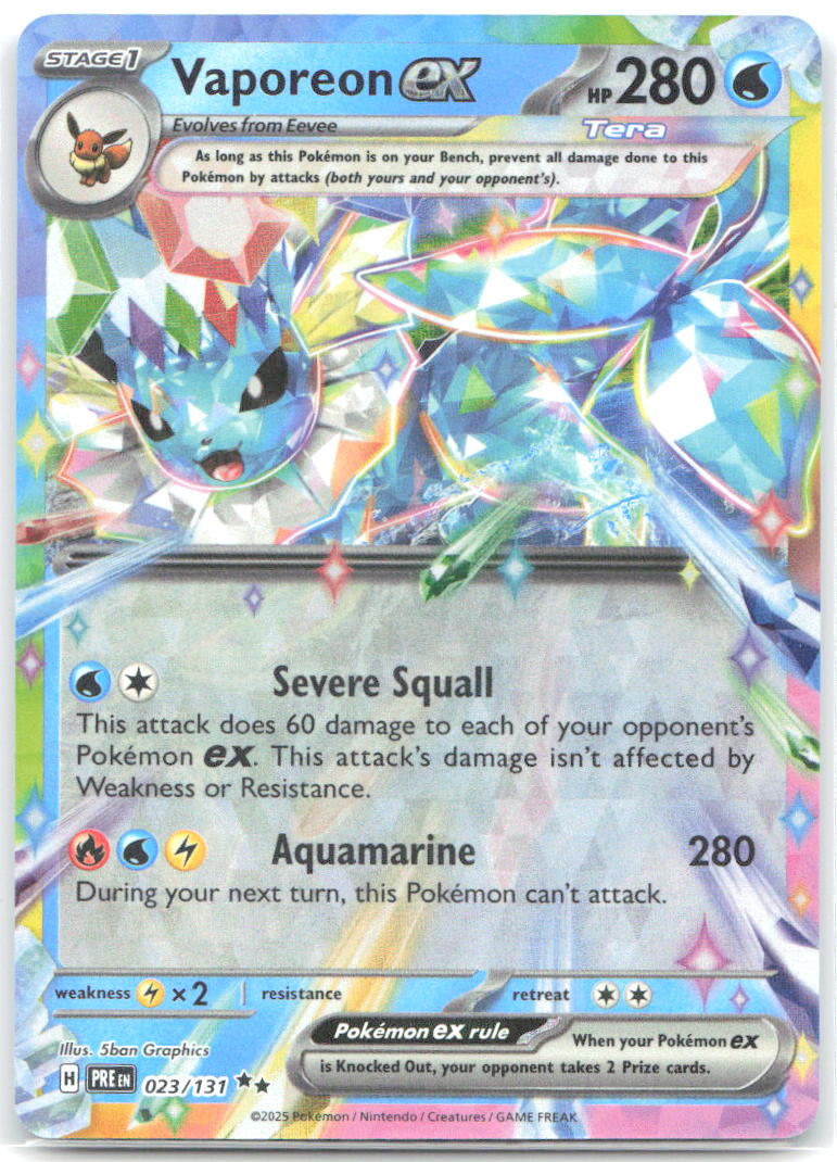 Vaporeon ex Holo Double Rare SV: Prismatic Evolutions 023/131 NM 5ban Graphics