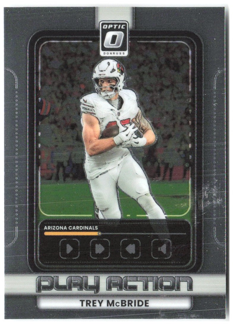 Trey McBride Donruss Optic - Play Action 8 2025 Arizona Cardinals
