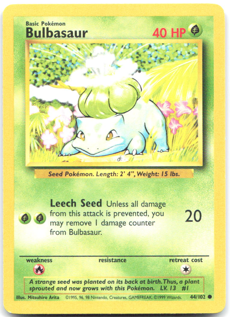 Bulbasaur Common Base Set 044/102 LP Mitsuhiro Arita