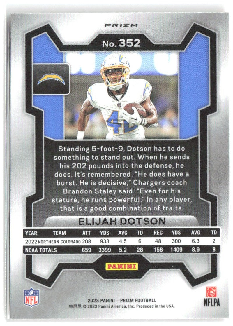 Elijah Dotson Panini Prizm - Lazer 352 2023 Los Angeles Chargers