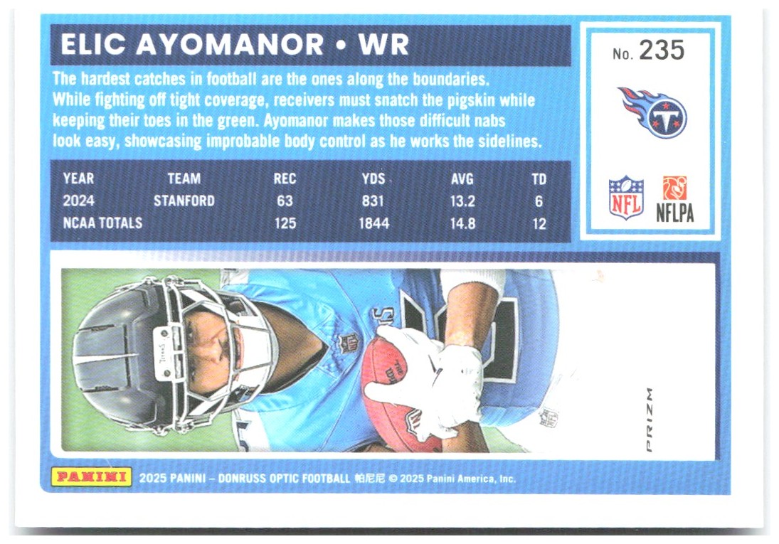 Elic Ayomanor Donruss Optic - Purple Shock 235 2025 Tennessee Titans
