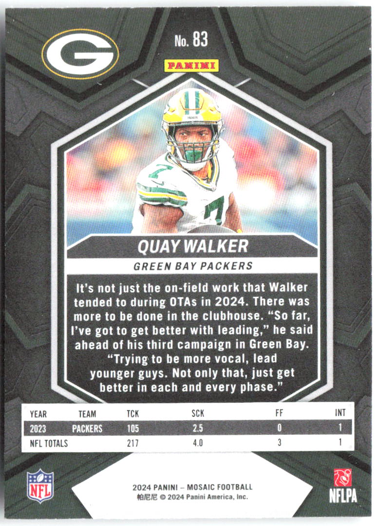 Quay Walker Panini Mosaic 83 2024 Green Bay Packers