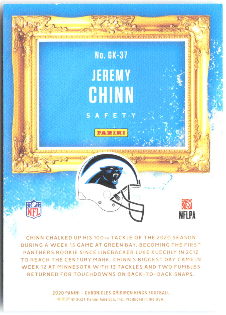 Jeremy Chinn Panini Chronicles Gridiron Kings Pink GK-37 2020 Carolina Panthers