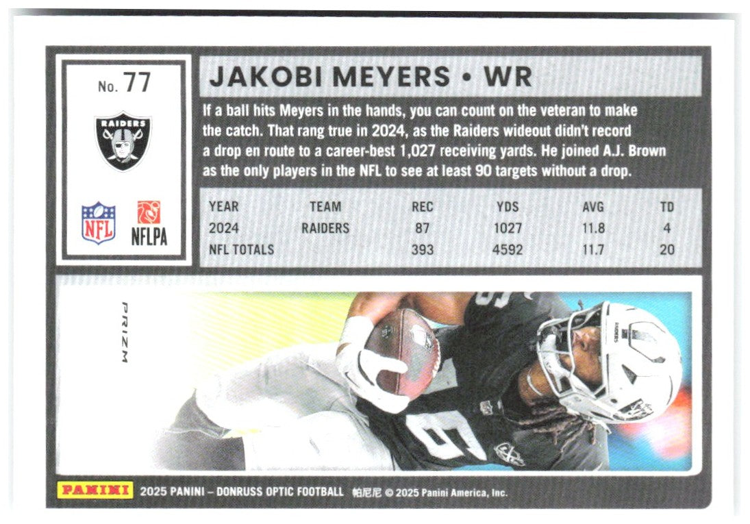 Jakobi Meyers Donruss Optic - Holo 77 2025 Las Vegas Raiders