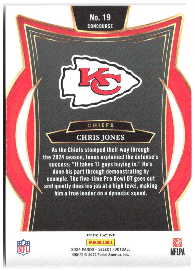 Chris Jones Panini Select - Red & Yellow Prizm Shock 19 2024 Kansas City Chiefs