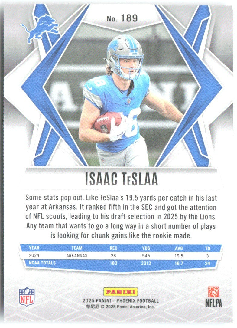 Isaac TeSlaa Panini Phoenix 189 2025 Detroit Lions RC