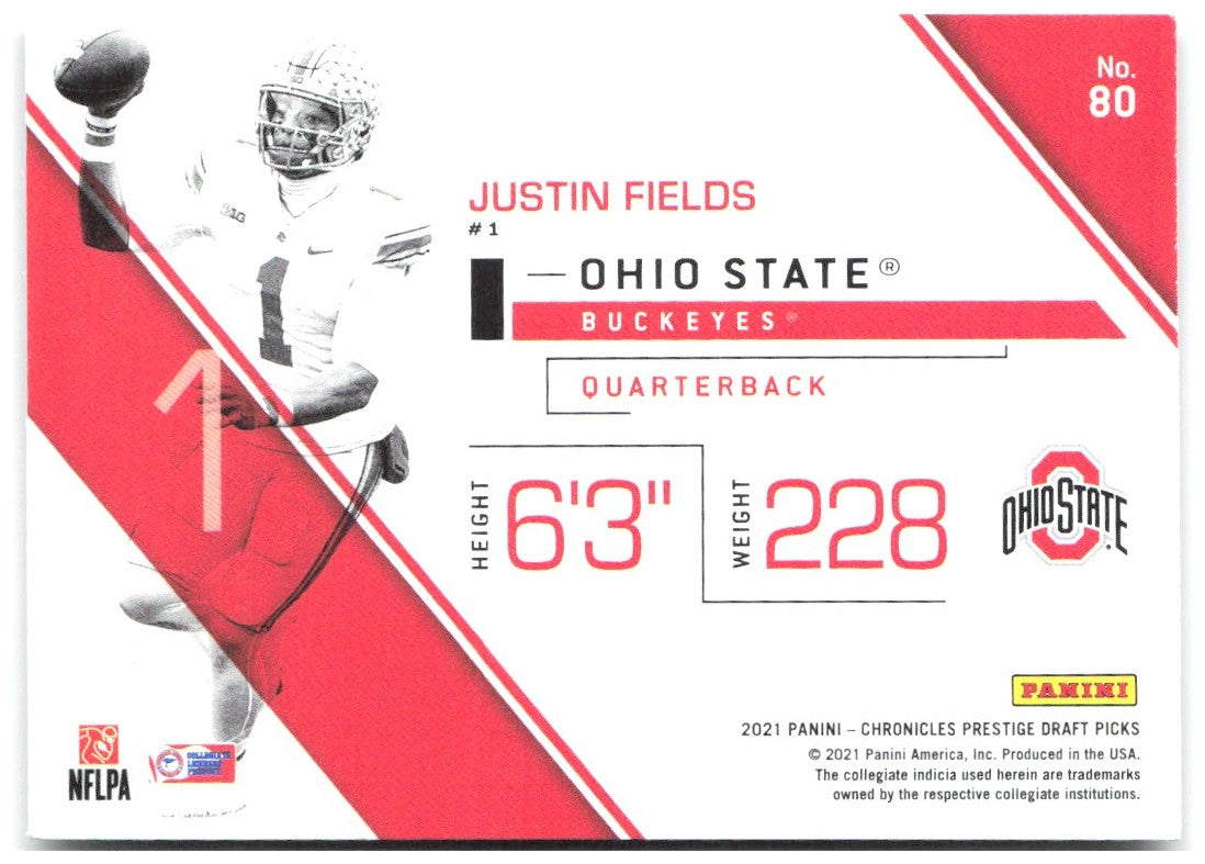 Justin Fields Panini Chronicles Draft Picks 80 2021 Ohio State Buckeyes