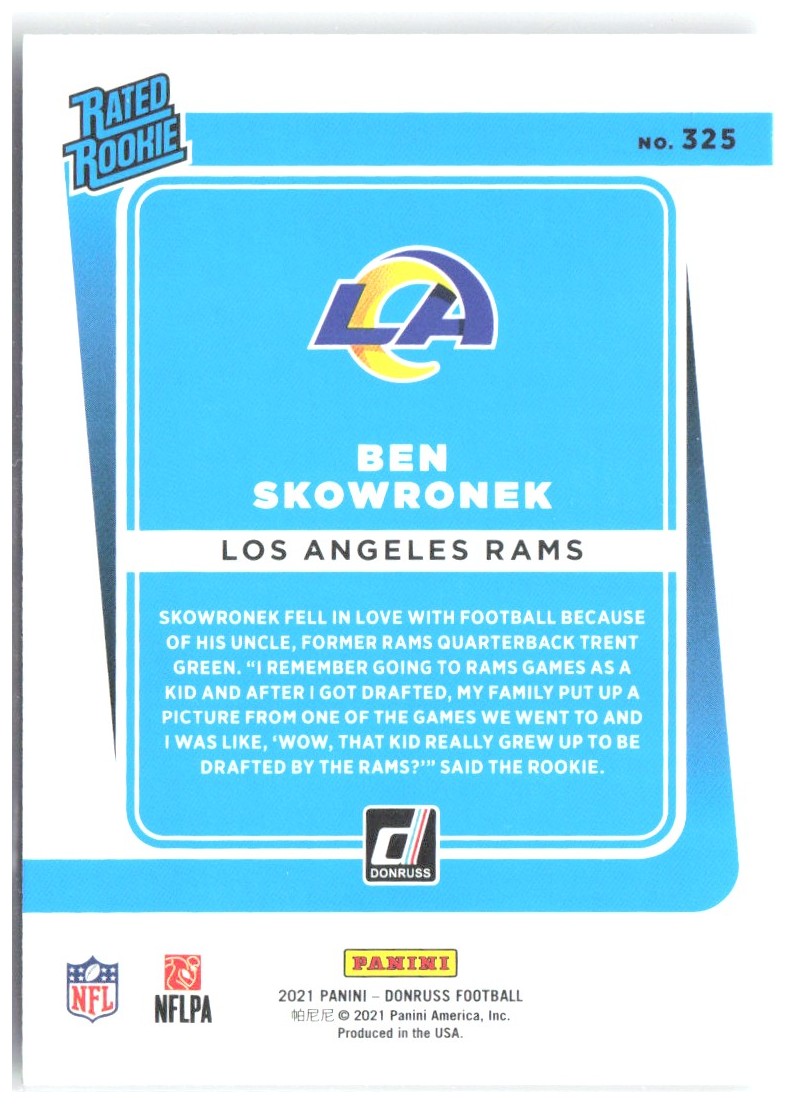 Ben Skowronek Donruss 325 2021 Los Angeles Rams RC