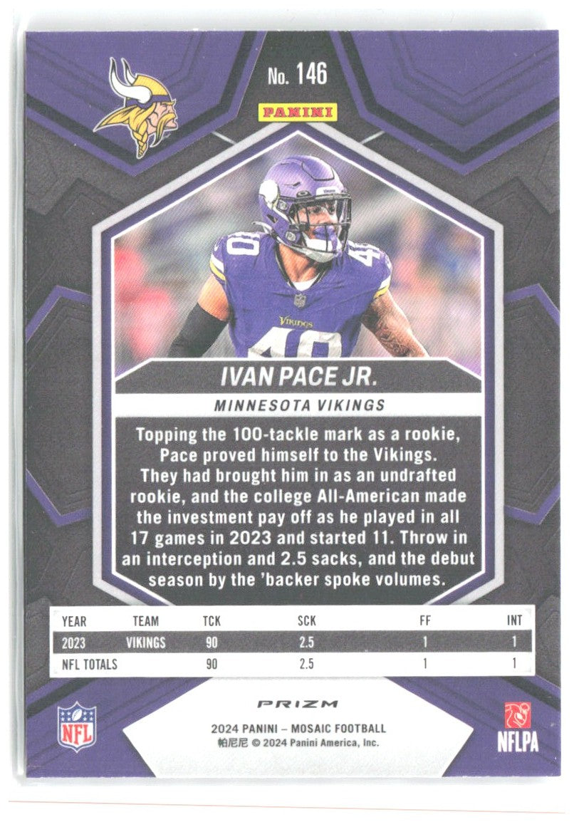 Ivan Pace Jr. Panini Mosaic - Mosaic 146 2024 Minnesota Vikings