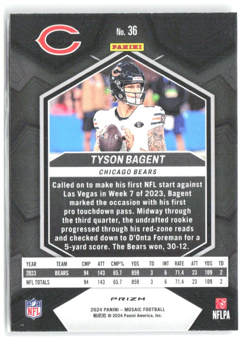 Tyson Bagent Panini Mosaic - Silver 36 2024 Chicago Bears