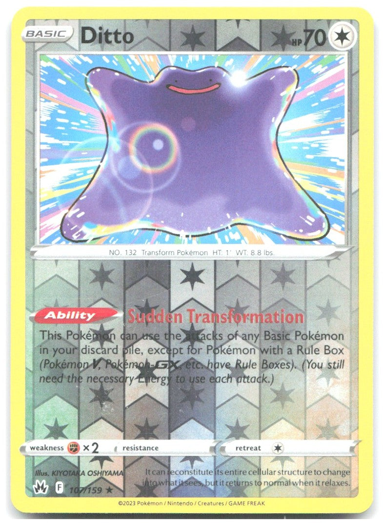 Ditto Reverse Holo Holo Rare SWSH Crown Zenith 107/159 NM KIYOTAKA OSHIYAMA