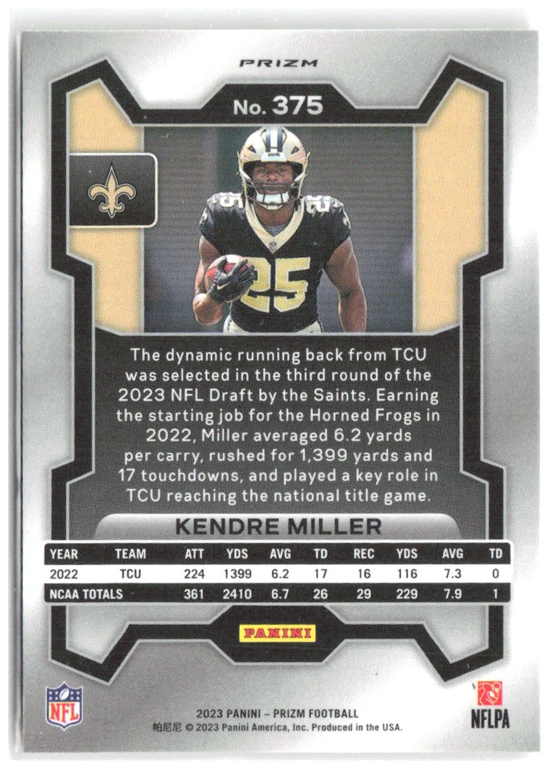 Kendre Miller Panini Prizm - Disco 375 2023 New Orleans Saints