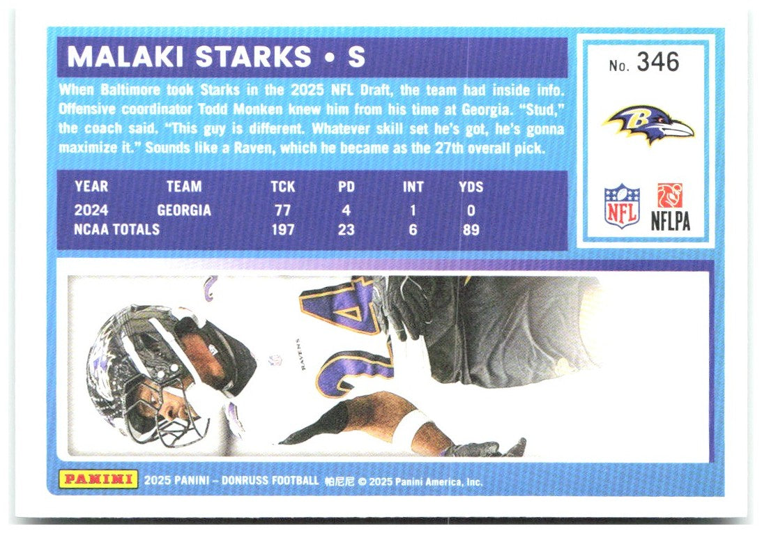 Malaki Starks Donruss - Press Proofs Green 346 2025 Baltimore Ravens