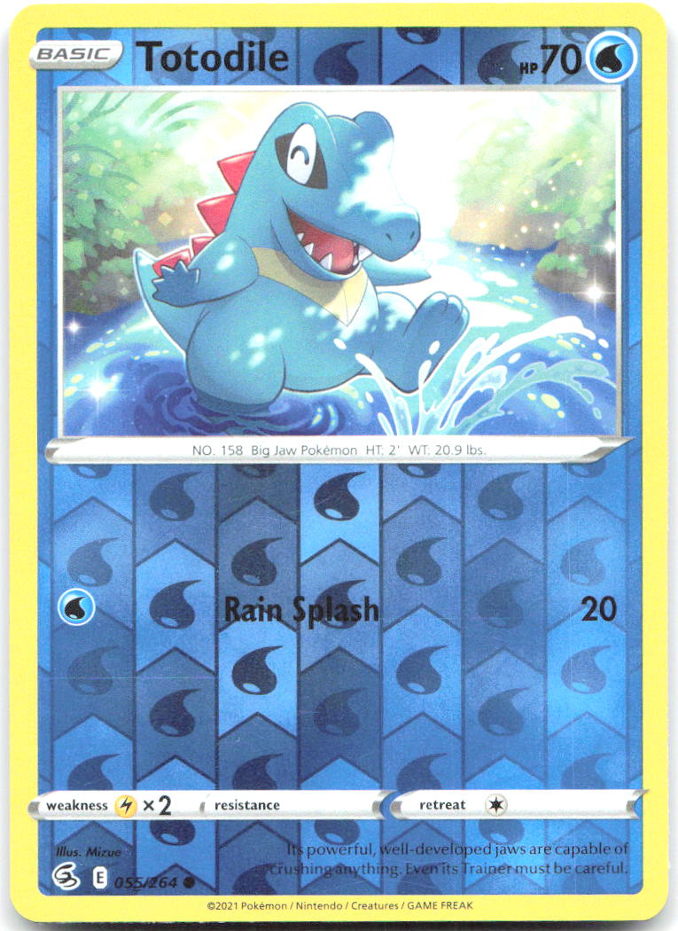 Totodile Reverse Holo Common SWSH08: Fusion Strike 055/264 NM Mizue