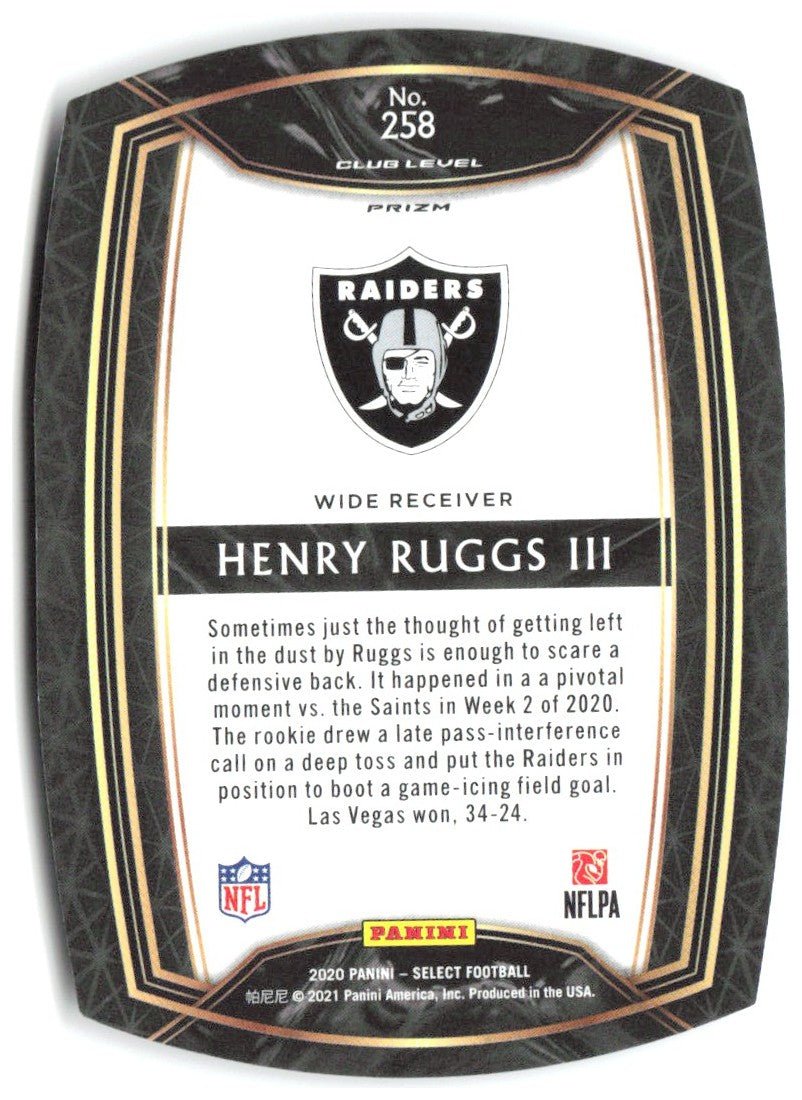 Henry Ruggs III Panini Select - Red Prizm Die Cut 258 2020 Las Vegas Raiders