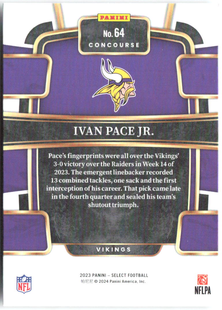 Ivan Pace Jr. Panini Select 64 2023 Minnesota Vikings