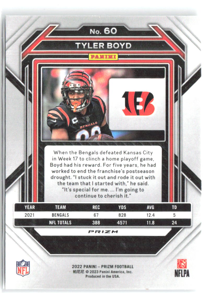 Tyler Boyd Panini Prizm - Silver 60 2022 Cincinnati Bengals