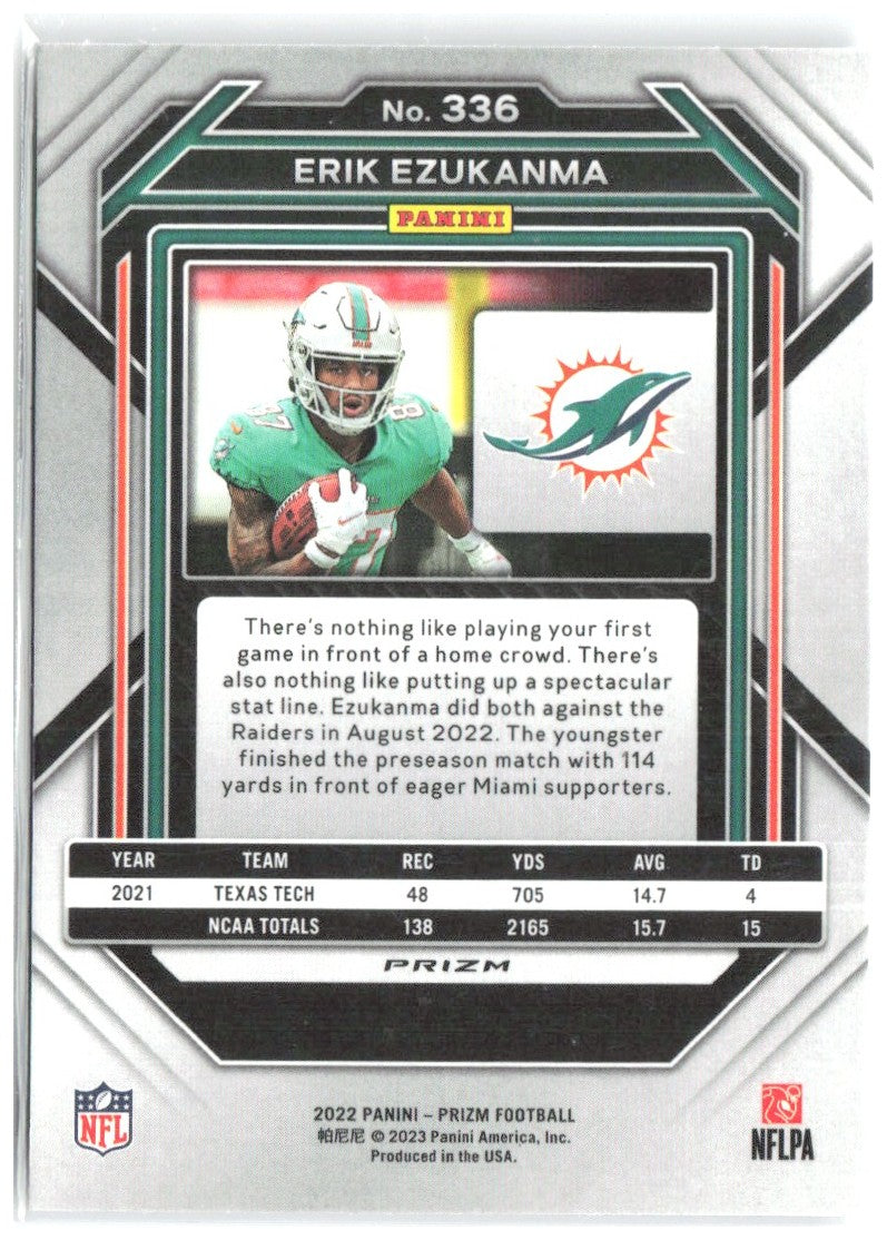 Erik Ezukanma Panini Prizm - Silver 336 2022 Miami Dolphins