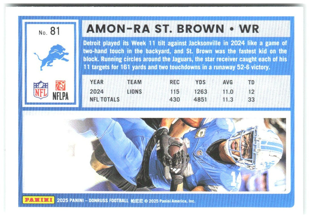 Amon-Ra St. Brown Donruss - Press Proofs Green 81 2025 Detroit Lions