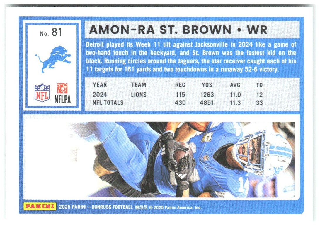 Amon-Ra St. Brown Donruss - Press Proofs Green 81 2025 Detroit Lions