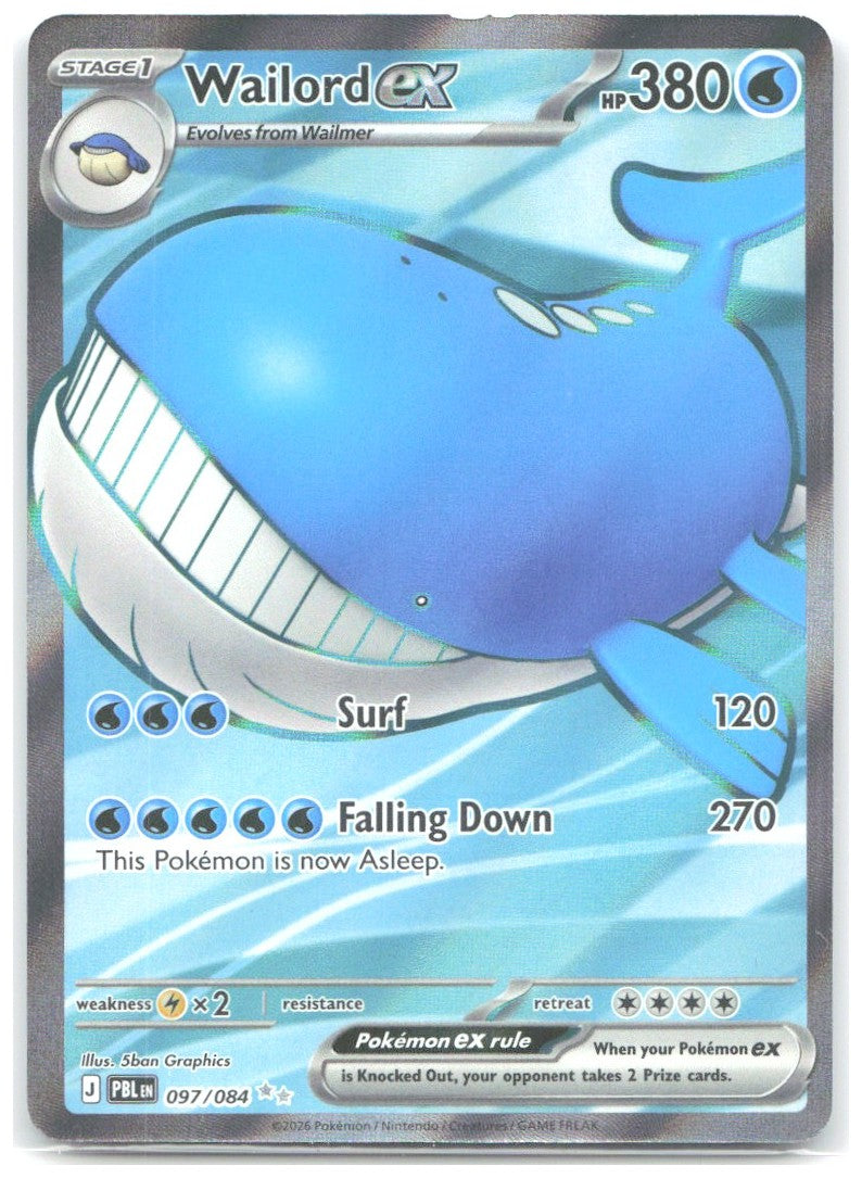 Wailord ex Holo Ultra Rare ME05 Pitch Black 097/084 NM 5ban Graphics