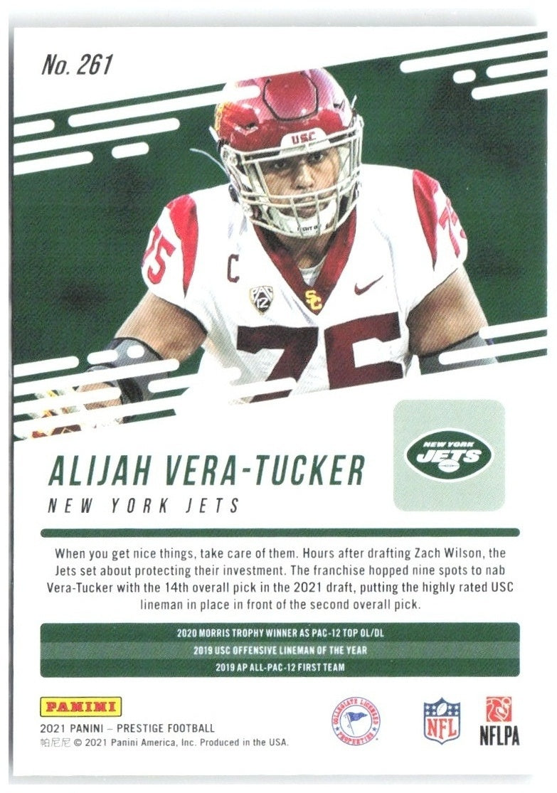 Alijah Vera-Tucker Panini Prestige 261 2021 New York Jets RC