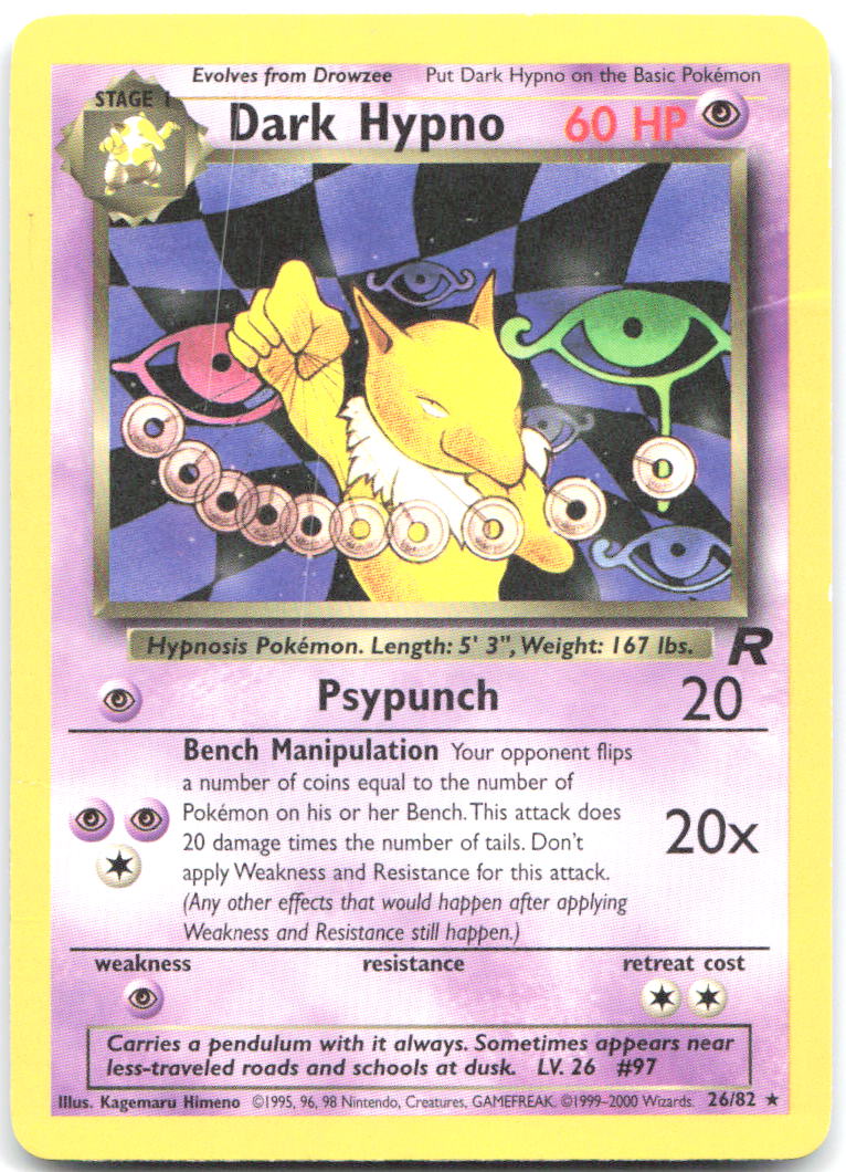 Dark Hypno 26 Unlimited Rare Team Rocket 26/82 MP Kagemaru Himeno