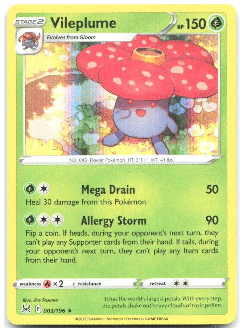 Vileplume Holo Rare SWSH11 Lost Origin 003/196 NM Jiro Sasumo