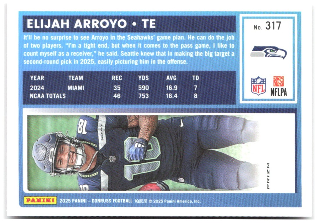 Elijah Arroyo Donruss - Optic Rated Rookies Red Wave 317 2025 Seattle Seahawks