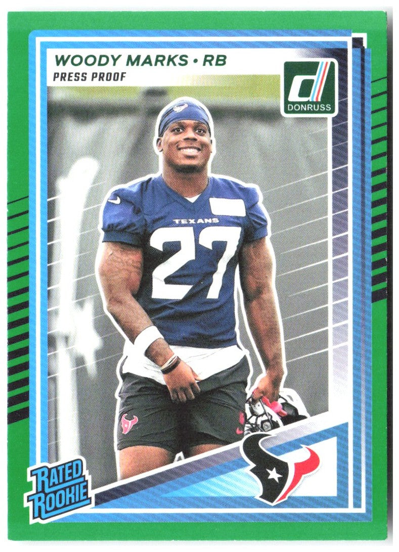 Woody Marks Donruss - Press Proofs Green 377 2025 Houston Texans