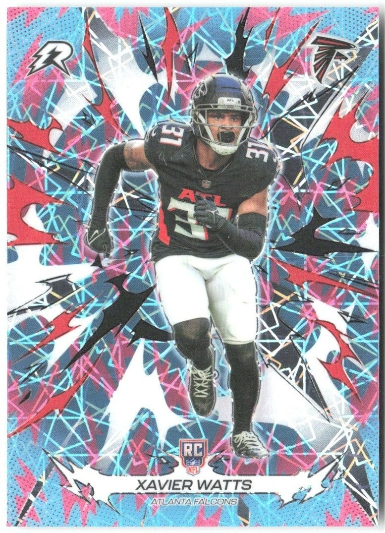 Xavier Watts Topps Resurgence - Sky Blue & Pink Shock Refractor 105 2025 Falcons