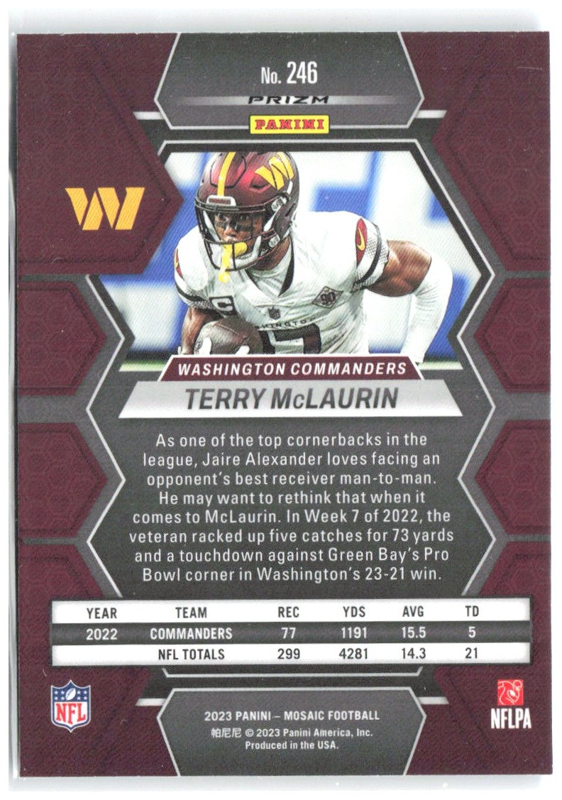 Terry McLaurin Panini Mosaic Reactive Blue Mosaic 246 2023 Washington Commanders