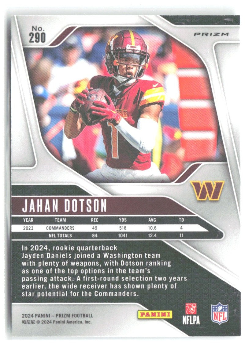 Jahan Dotson Panini Prizm - Green 290 2024 Washington Commanders