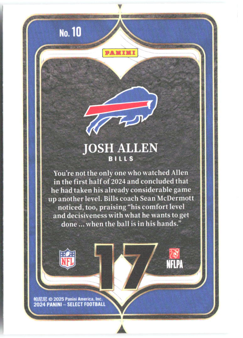 Josh Allen Panini Select - Select Numbers 10 2024 Buffalo Bills
