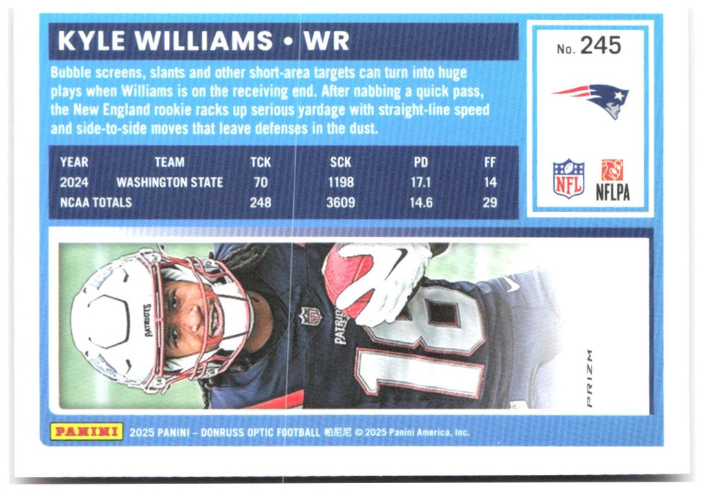 Kyle Williams Donruss Optic - Pink 245 2025 New England Patriots