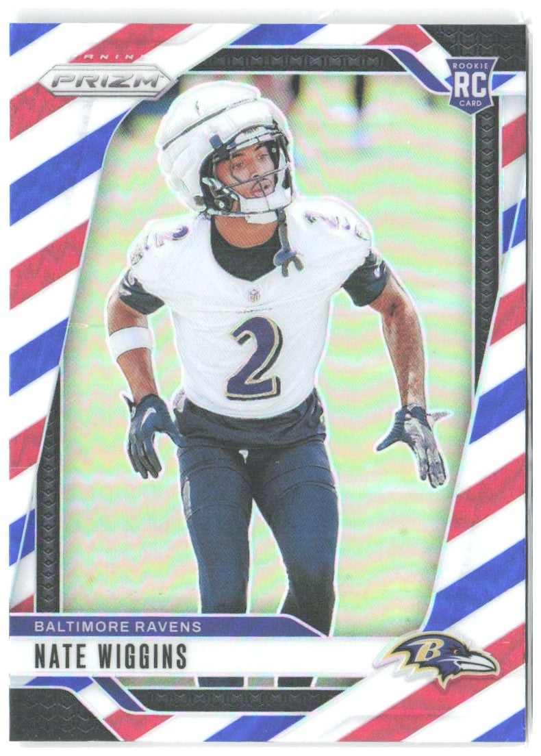 Nate Wiggins Panini Prizm - Red White and Blue 380 2024 Baltimore Ravens