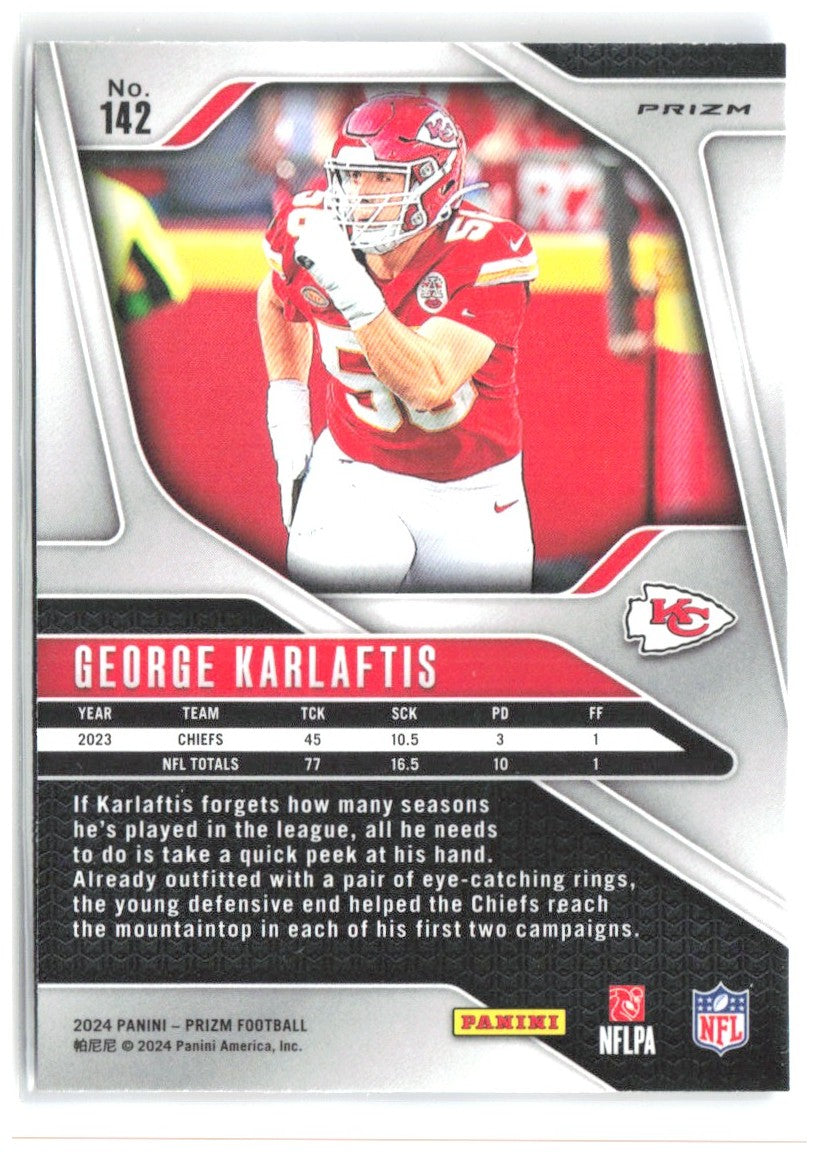George Karlaftis Panini Prizm - Red White and Blue 142 2024 Kansas City Chiefs