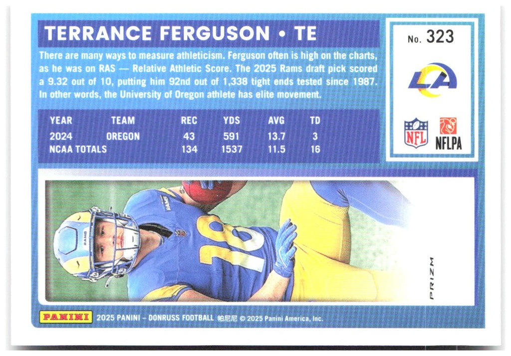 Terrance Ferguson Donruss Optic Rated Rookies Red Wave 323 2025 Los Angeles Rams