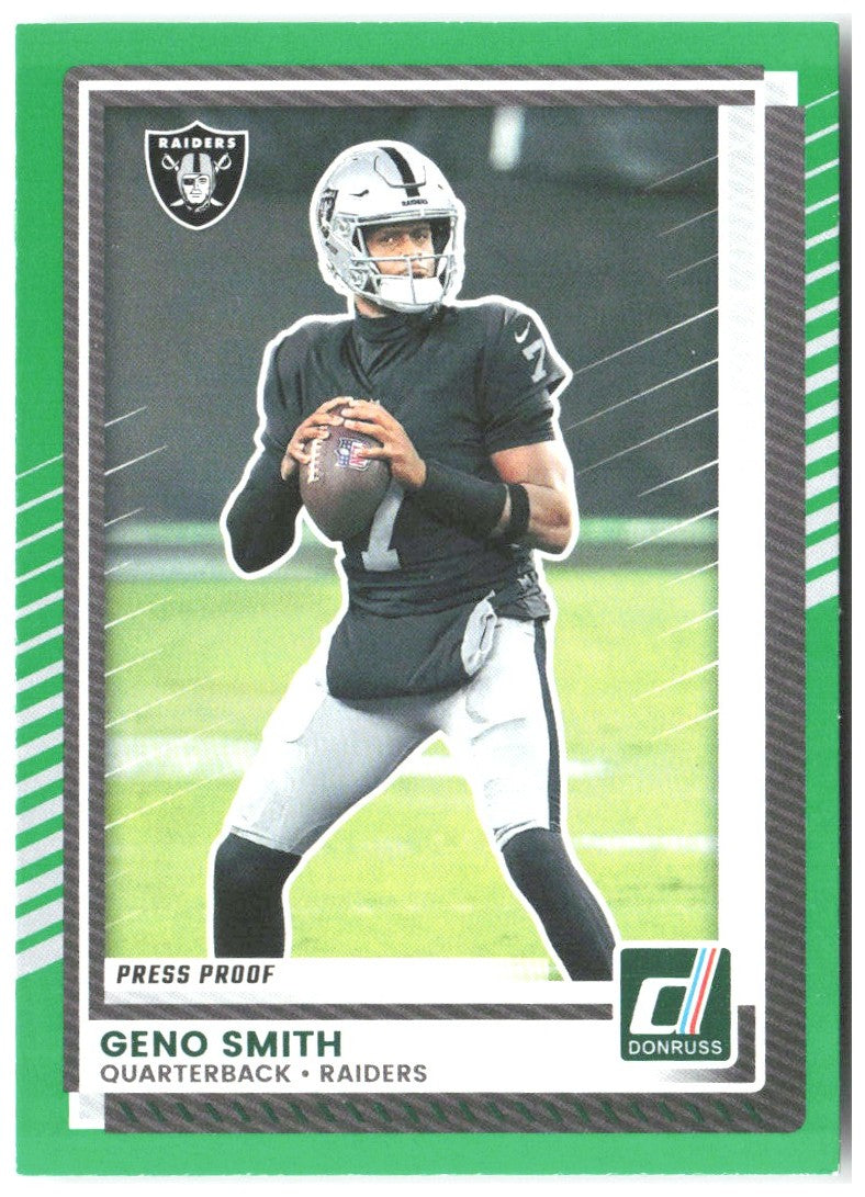 Geno Smith Donruss - Press Proofs Green 213 2025 Las Vegas Raiders