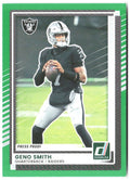 Geno Smith Donruss - Press Proofs Green 213 2025 Las Vegas Raiders