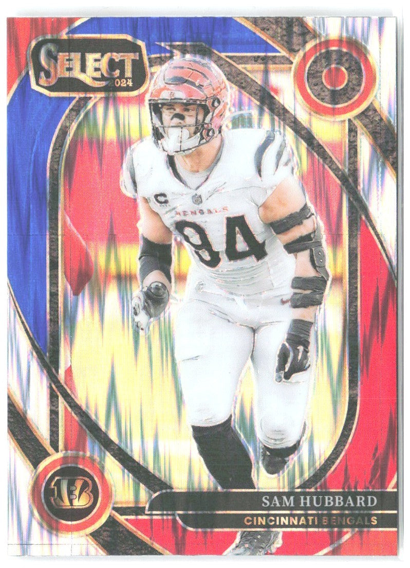 Sam Hubbard Panini Select - Red & Blue Prizm Shock 292 2024 Cincinnati Bengals