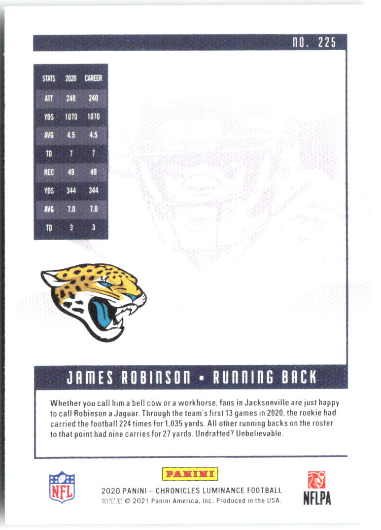 James Robinson Chronicles Luminance Update Rookies 225 2020 Jacksonville Jaguars
